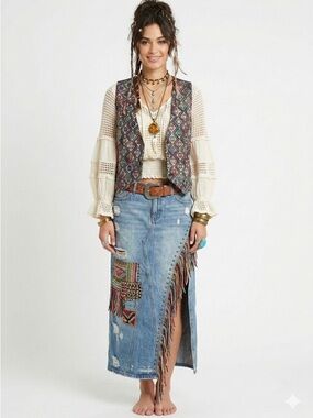 Vintage JP Collections Y2K Festival Boho Embroidered Artsy Patchwork Vest 18/20